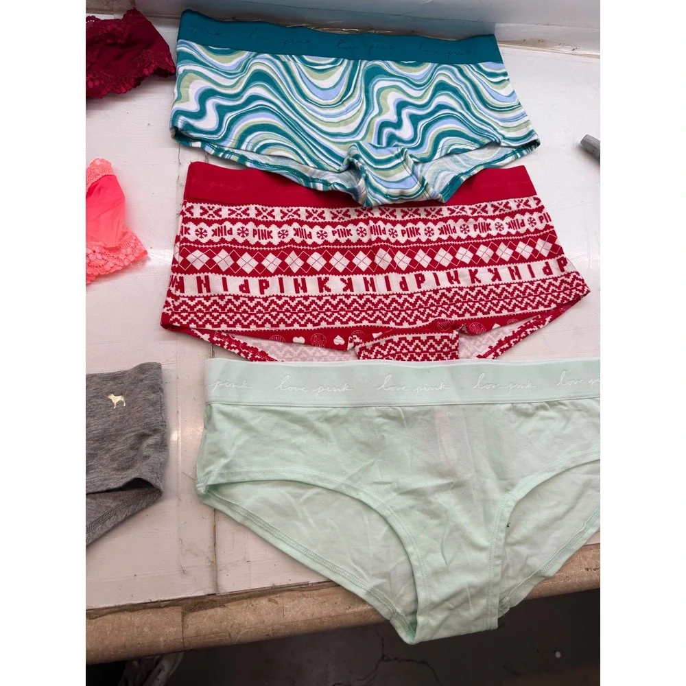 Victorias Secret PINK Panty Bundle Lot of 10 Boyshort Hipster Lace Cheeky Womens - Picture 2 of 3